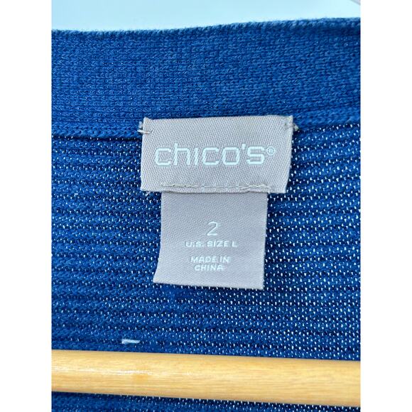Chico’s‎ Cardigan Women’s 2 US Large Blue Knit Open Front Lightweight - Picture 2 of 9